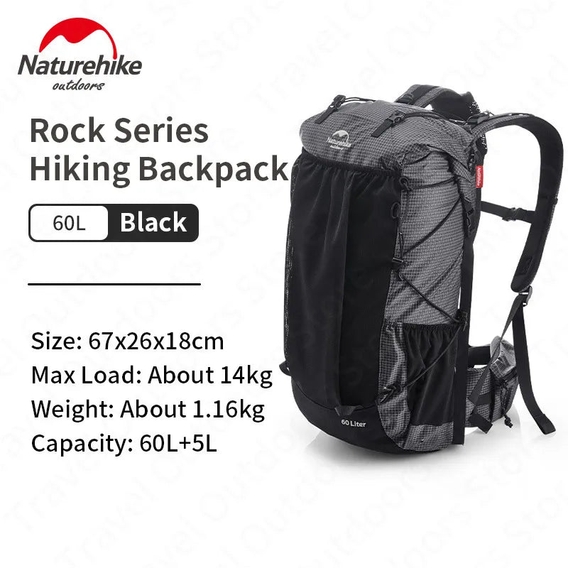 Naturehike Ultralight Backpack With Frame Waterproof Travel Bag Men Women Camping Climbing Hiking With Rainproof Cover 45L/65L