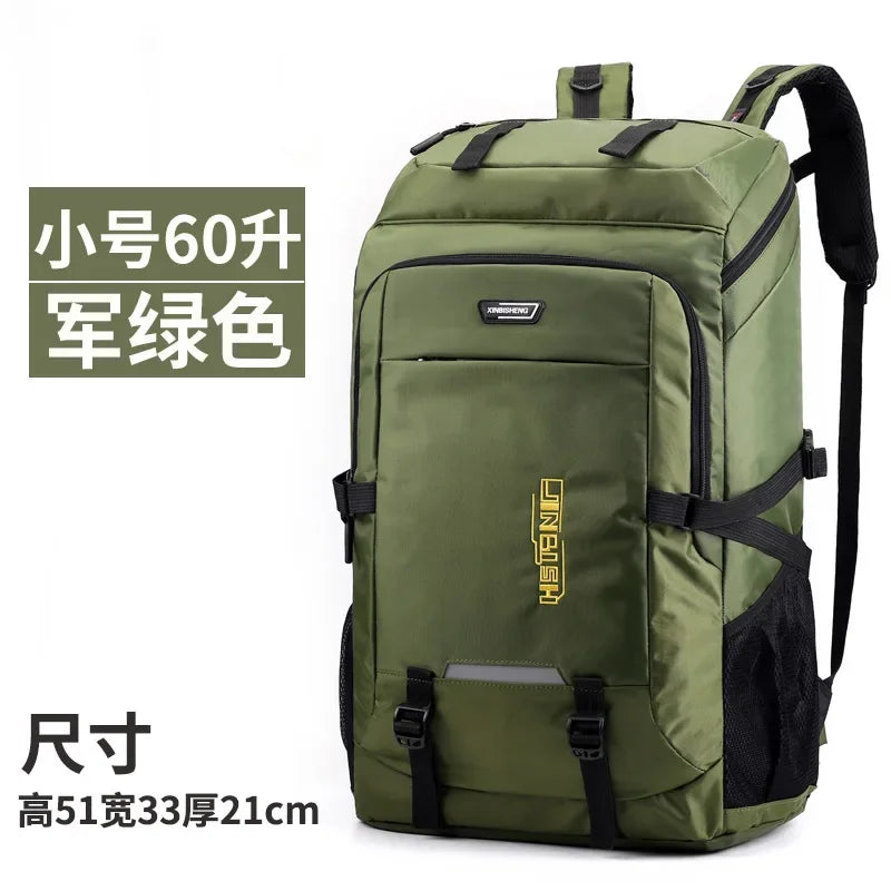 60L 80L Hiking Camping Backpack Nylon Waterproof Large Capacity Luggage Rucksack Men Women Outdoor Climbing Travel Sports Bag