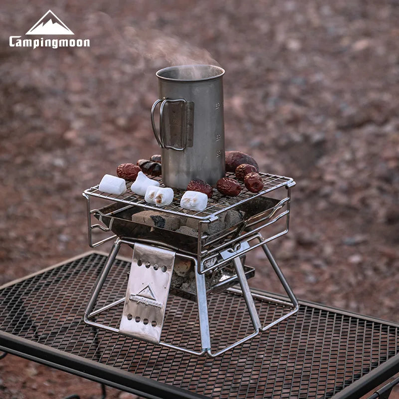 Steel Barbecue Rack Campingmoon X-Mini Couple Family Barbecue Grill 1-2 People  Barbecue Wood Carbon Small Stove