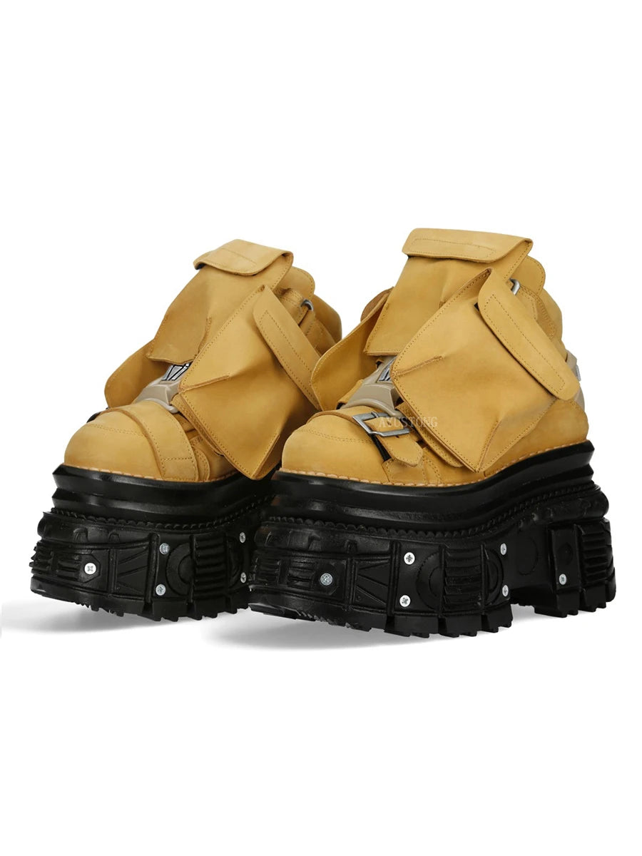 Thick Sole Lace Up Short Boots Autumn New Round Toe Punk Street Rock Sports Casual Shoes Black Fashion Women's Ankle Boots