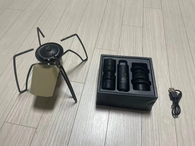 Outdoor SWS black spider ignition card stove, outdoor camping barbecue picnic ignition windproof folding high-power stove head