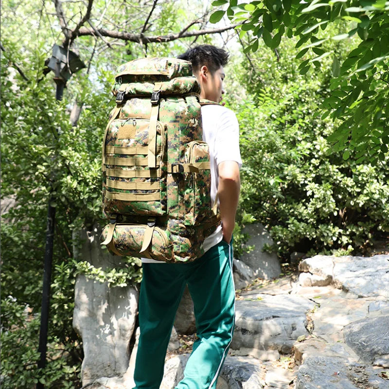 Men's 80L Large Hiking Mountaineering Backpack Climbing Hiking Backpack Camping Backpack Sport Outdoor Rucksack Bag