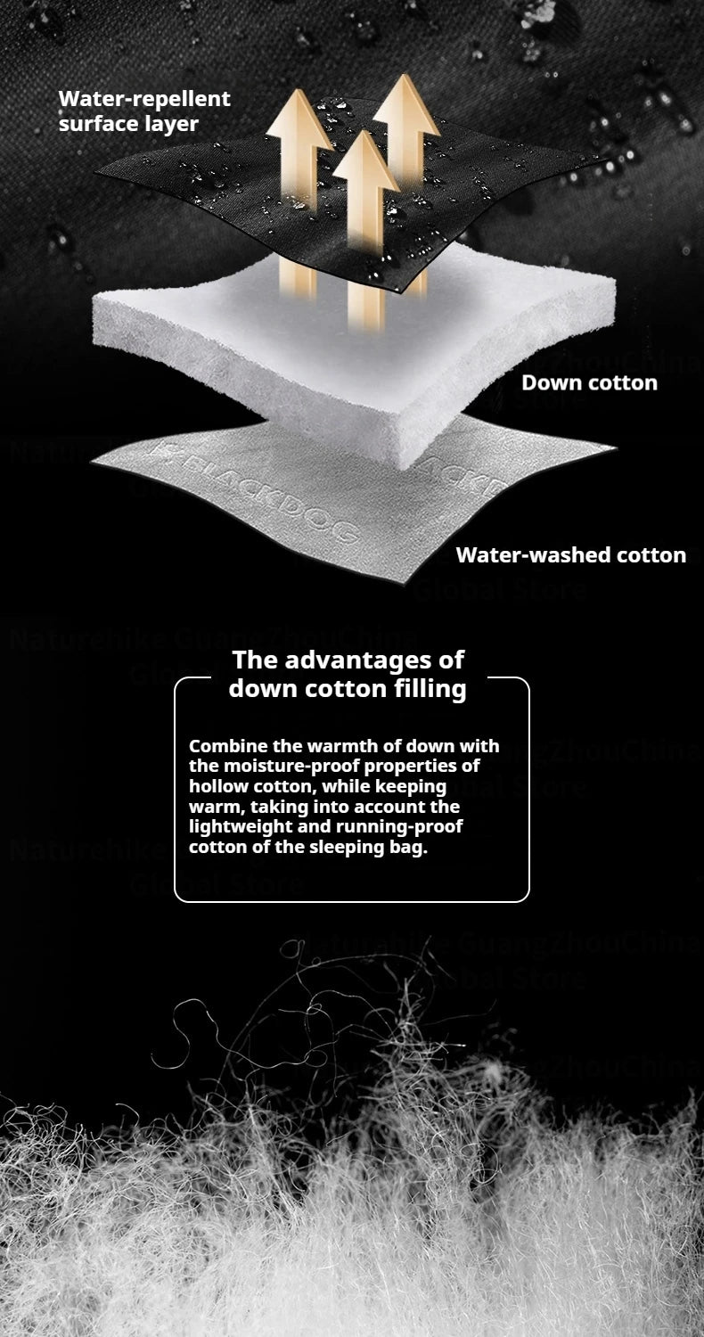 Naturehike BLACKDOG Envelope Sleeping Bag Double Spring Autumn Quilt 210T Camping Ultralight Outdoor Travel Adult Sleeping Bag