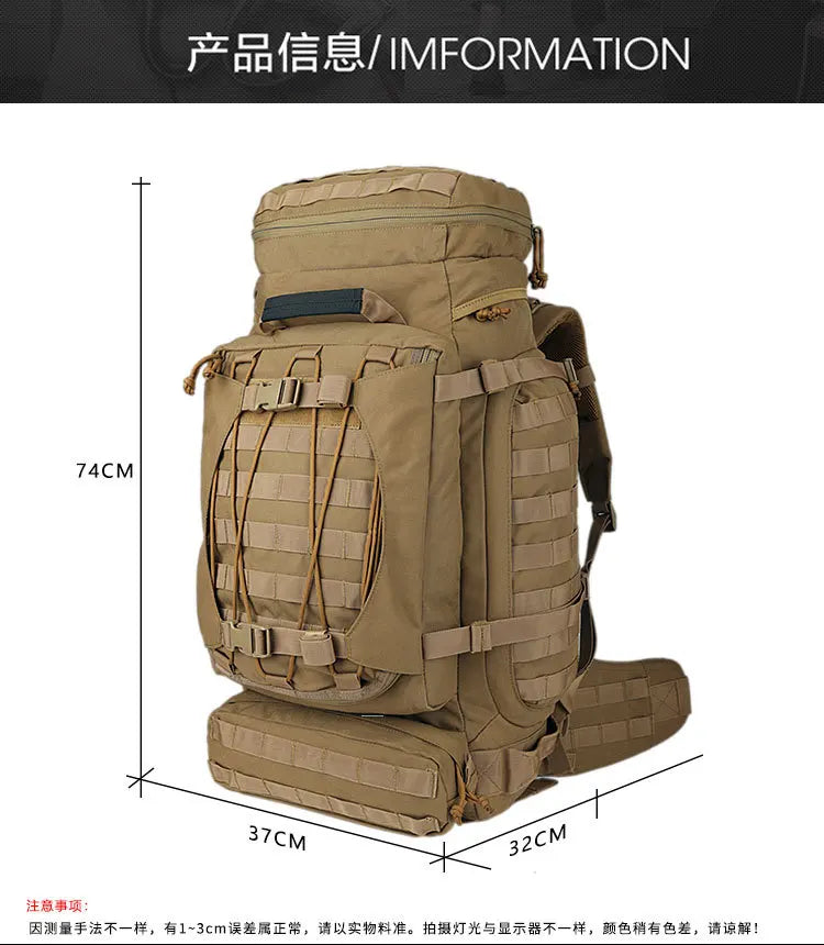 90L Outdoor Camping Tactical Backpacking Large Capacity Backpack MOLLE Multifunctional Outdoor Backpack