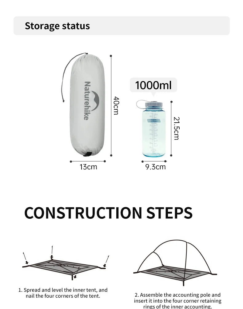 Naturehike Cloud Up Outdoor Camping Tent Ultralight 2 Person 15D Silica Gel Double Layer Backpack Tent Hiking With Free Mat