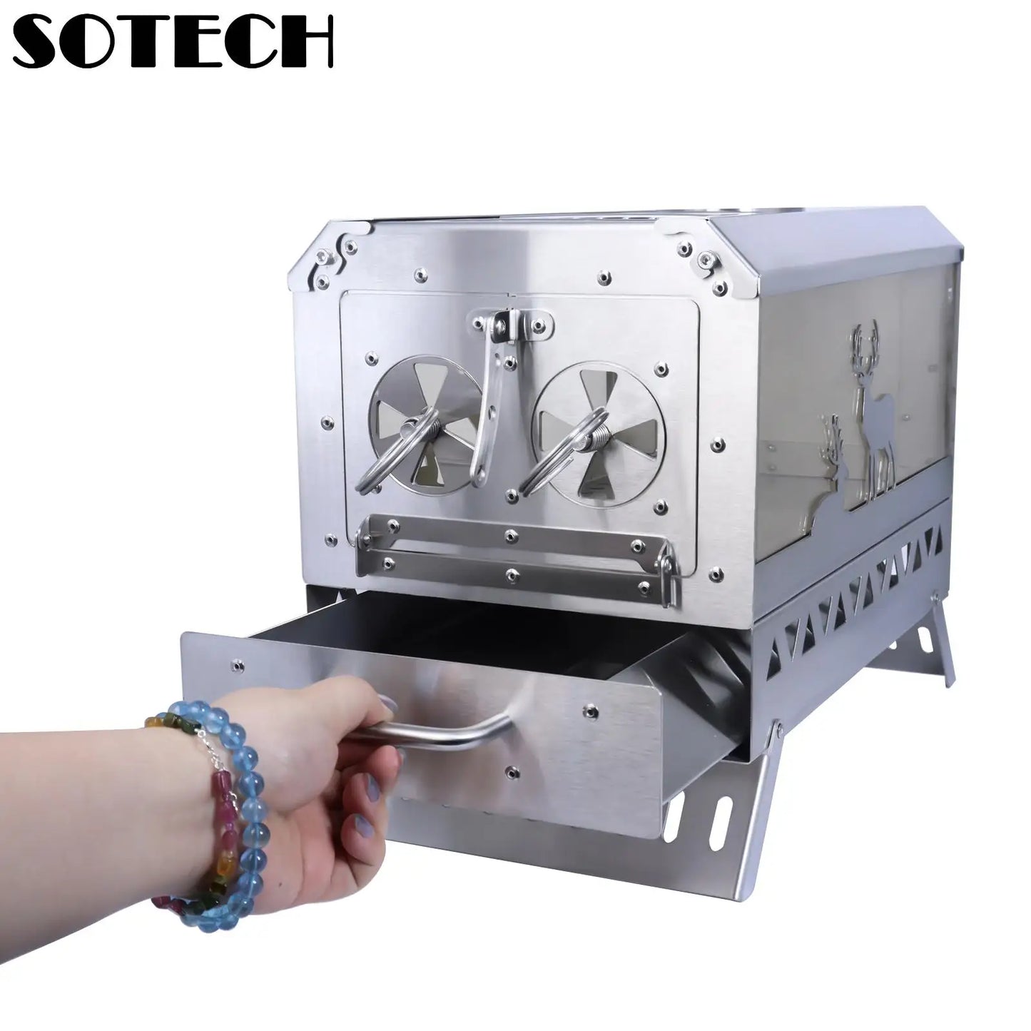 Firewood Stove Outdoor Portable Stainless Steel Burner Desktop Heater with Collapsible Legs for Camping Hiking Barbecue Travel