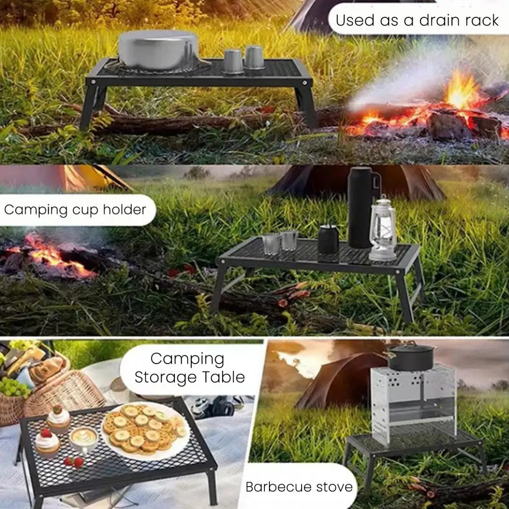 Folding Barbecue Rack Portable Folding Campfire Grill Grate Heavy Duty Steel Mesh Cooking Rack for Outdoor Bbq Picnic