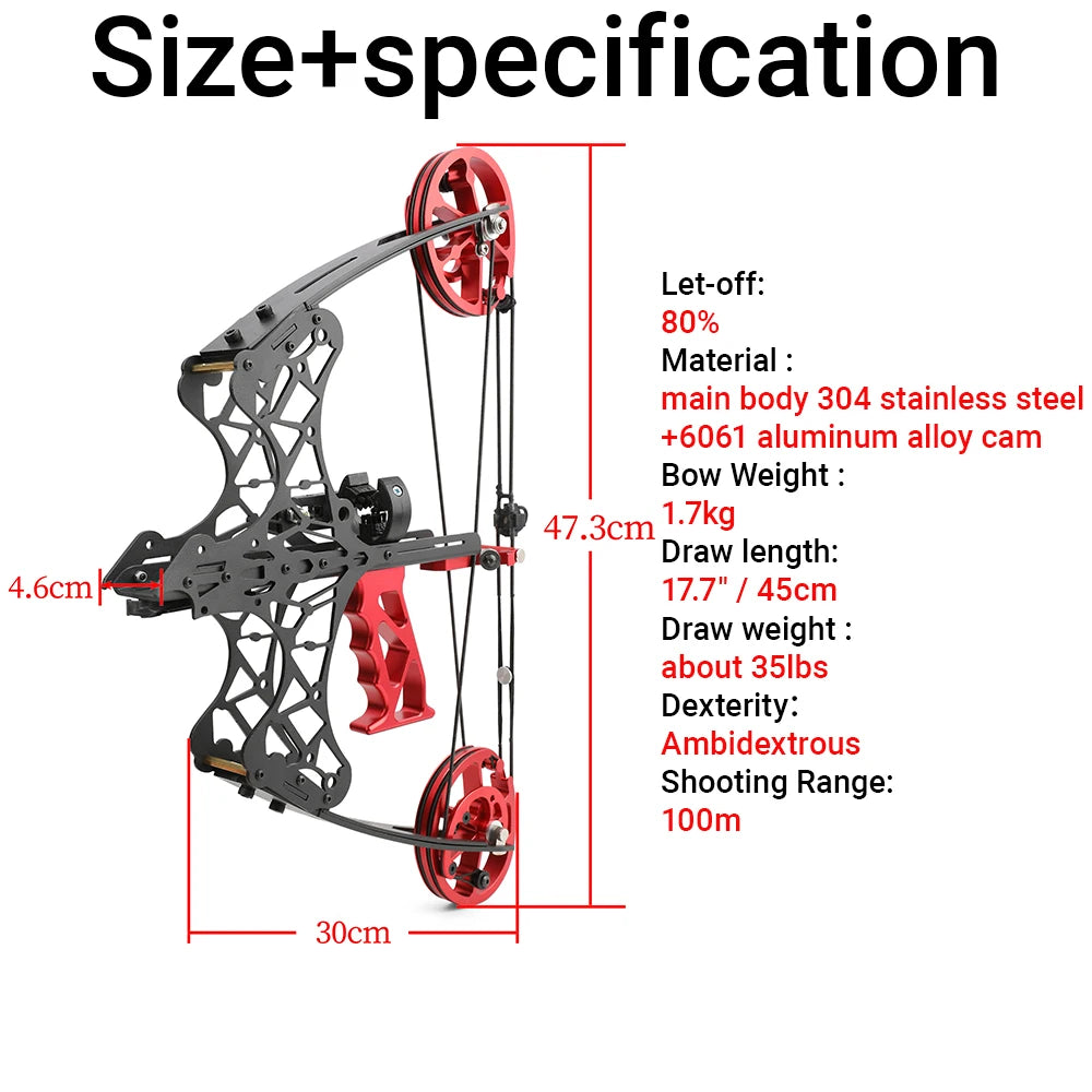 35 Lbs Compound Bow Dual Purpose 6061 Aluminium Wheels Grip Let Off 80% Shooting Arrows Steel Archery Hunting Target Bow