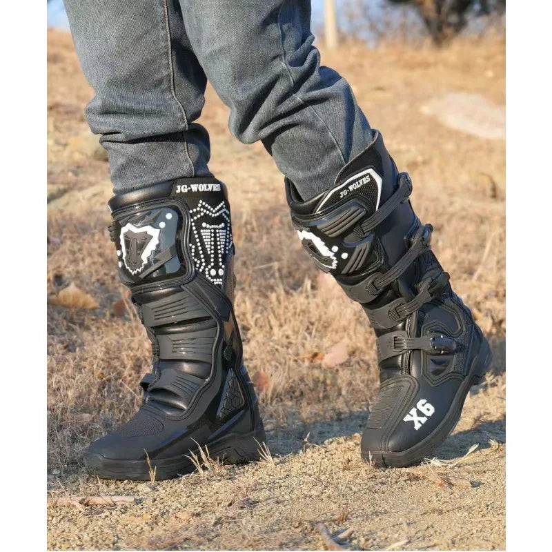 JG · WOLVES/Nine-strand Wolf Off-Road Motorcycle Riding Shoes Rally Forest Road Boots Men's Anti-Drop Knight Equipment