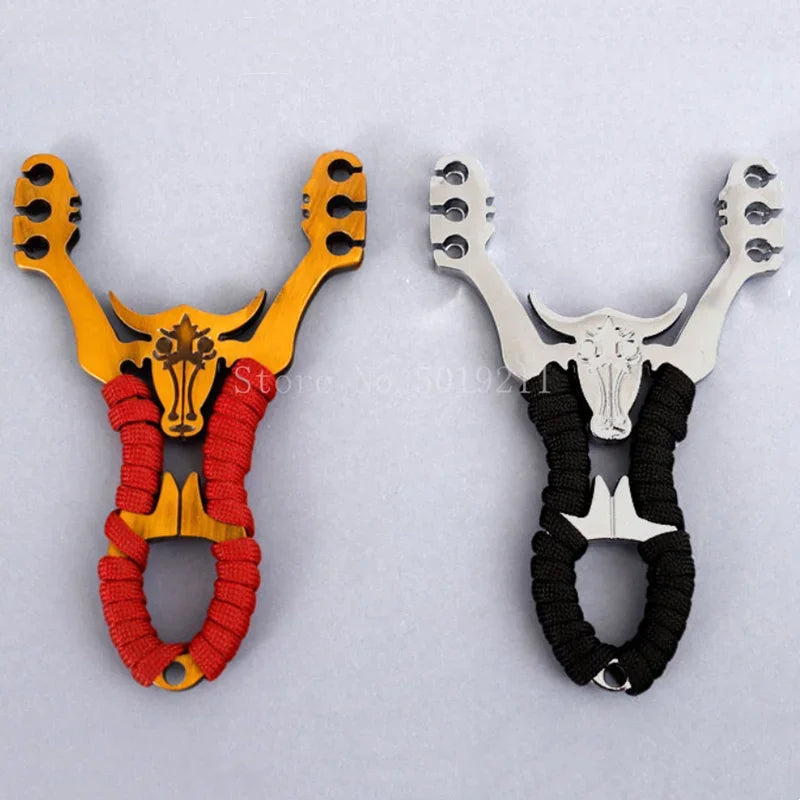 Powerful Alloy Slingshot Set Steel Balls Catapult Slingshot Bow Bag with 2 Rubber Bands Outdoor Hunting