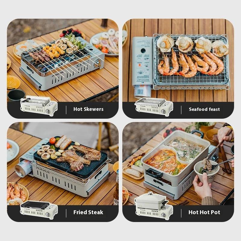 Naturehike Camping GAS Stove 2200W Multi-function Ultralight Portable Outdoor Picnic Stove With Grill Frying Pan Storage Bag