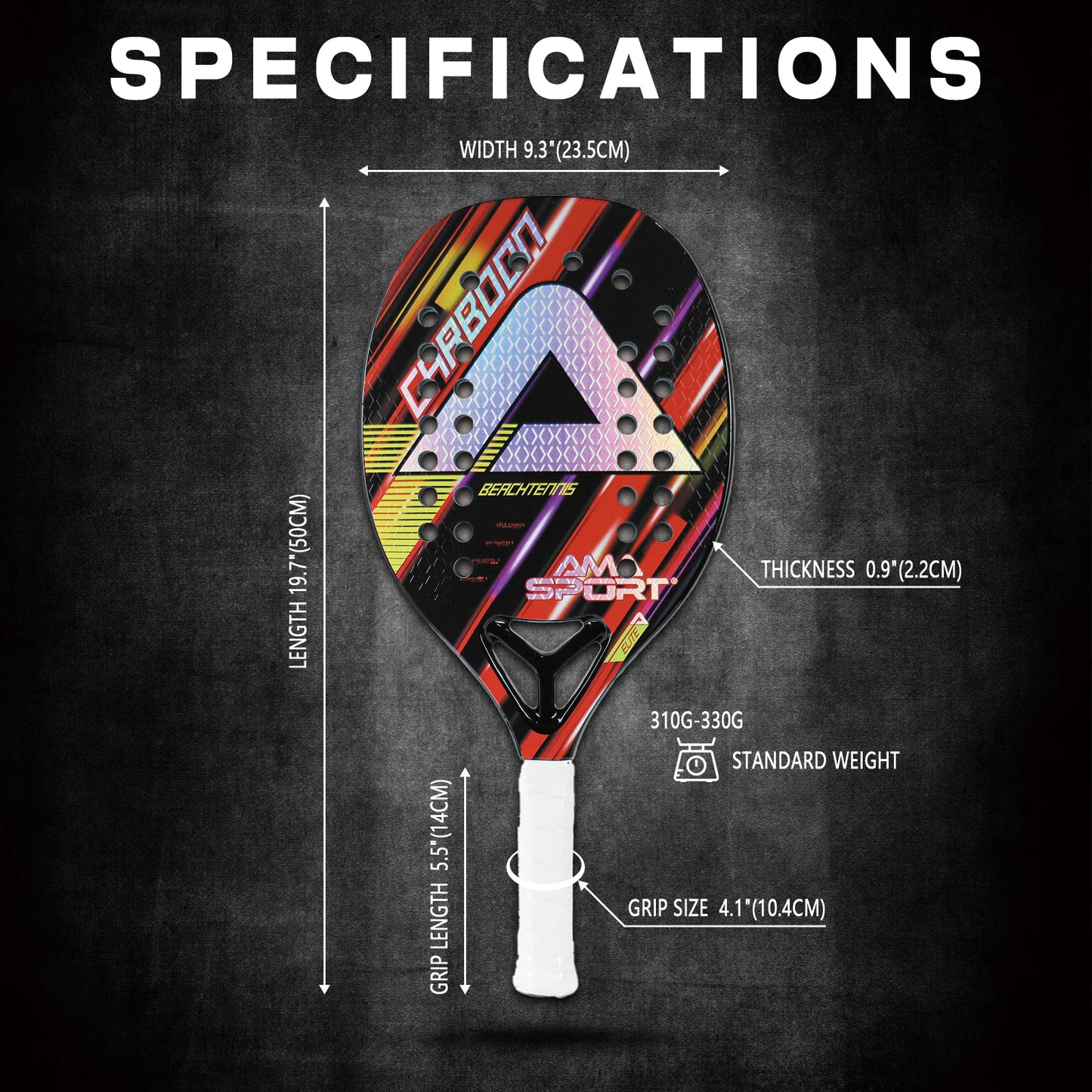 AMASPORT  Beach Tennis Racquet Carbon Fiber Grit Face With EVA Memory Foam Core Beach Tennis Paddles For High-level Players