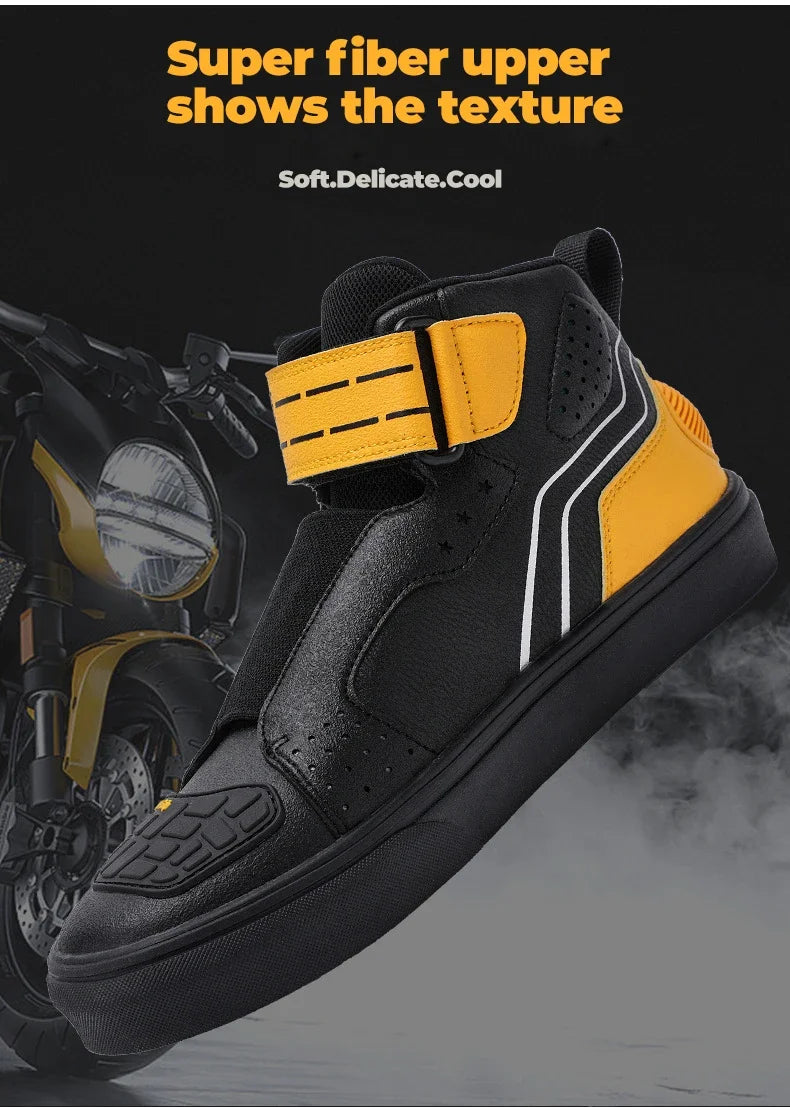 Motorcycle Riding Shoes Men Casual Style Anti-slip Moto Equipment Breathable Durable Comfortable Reflective Off-road Motorbike