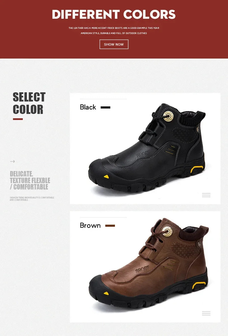 Motorcycle Riding Boots with Winter Velvet Style Warm Waterproof and Non Slip Outdoor Leisure Hiking Shoes Motorcycle Boots