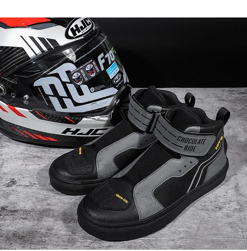 Motorcycle Riding Shoes Men Casual Style Anti-slip Moto Equipment Breathable Durable Comfortable Reflective Off-road Motorbike