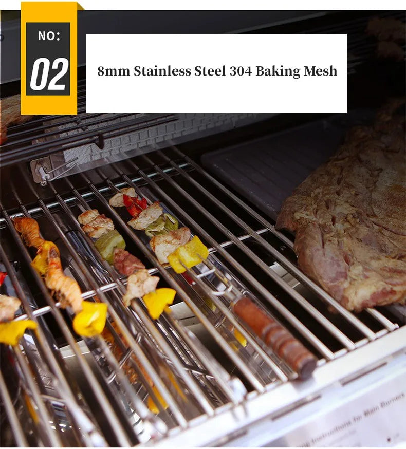 304 stainless steel embedded barbecue stove courtyard gas barbecue grill charcoal gas dual-purpose stewing stove BBQ