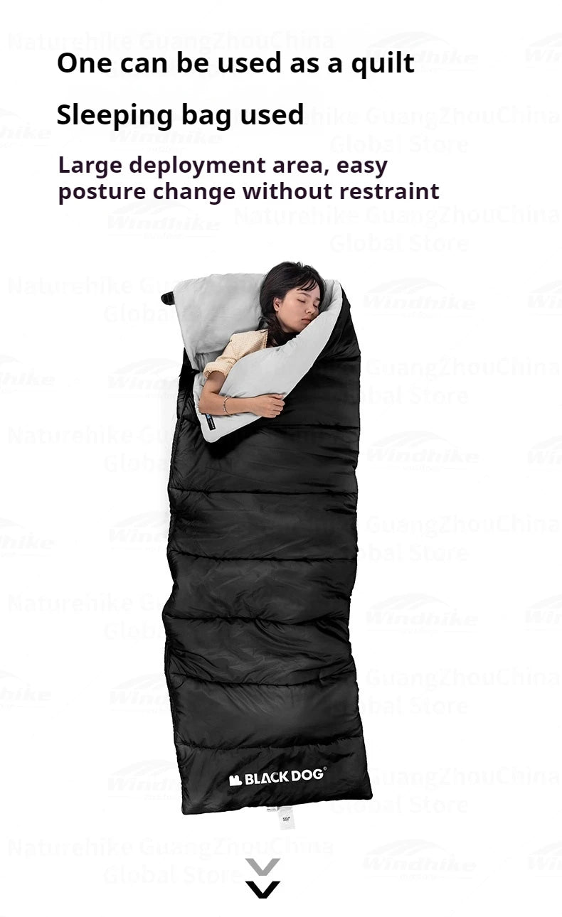 Naturehike BLACKDOG Envelope Sleeping Bag Double Spring Autumn Quilt 210T Camping Ultralight Outdoor Travel Adult Sleeping Bag