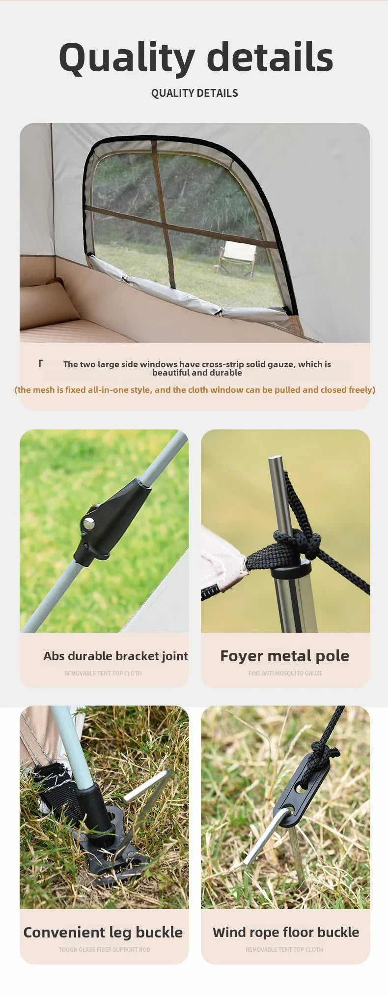 Outdoor Fully Automatic Quick-opening Two-in-one Canopy Vinyl Tent Double Doors and Double Windows 5-8 People Camping Tent