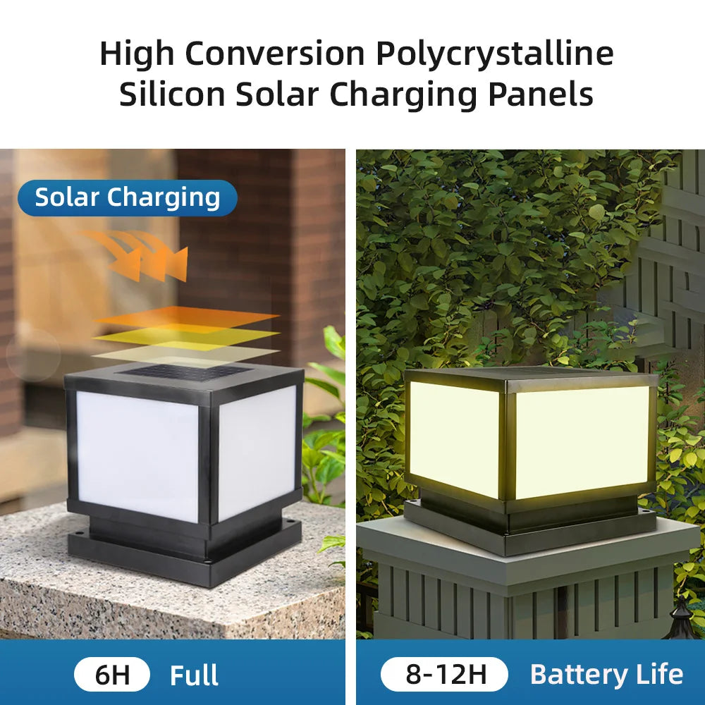 Outdoor Led Solar Garden Lights Dimming Timed Column Light Post Lamp Pillar Light Modern LED for Home Villa Garden Patio Decor