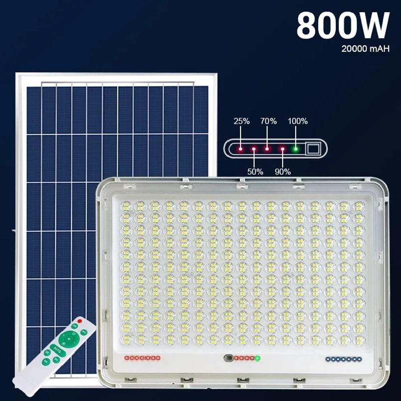 800W Outdoor Solar Spotlights 20000mah Aluminum Waterproof Super Bright Solar Street Flood Wall Light Exterior Solar Lights