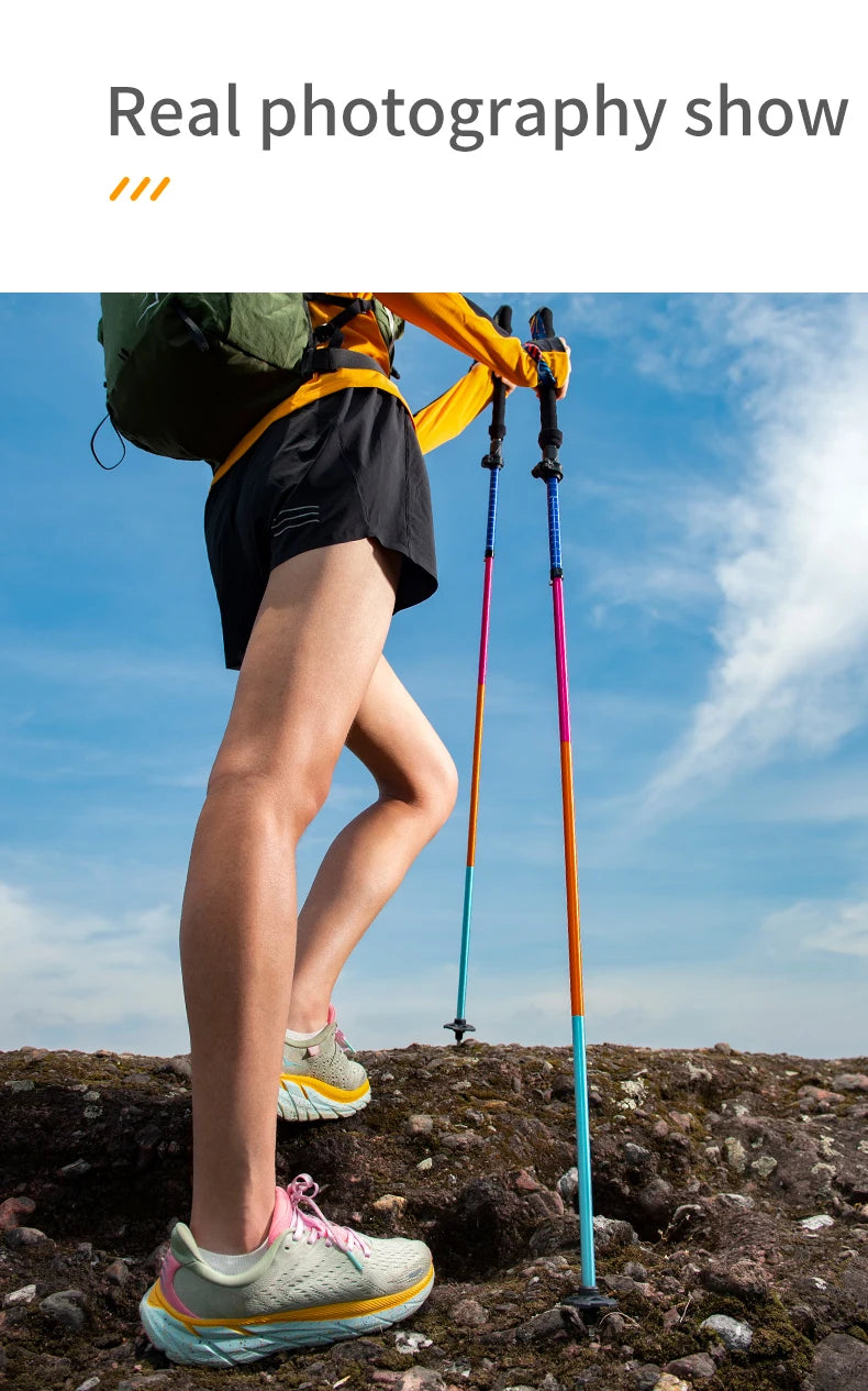 AONIJIE E4208 Rainbow Color Unisex Outdoor Hiking Pole Telescopic Adjustable Aluminum Alloy Pole Running Hiking Walking Stick