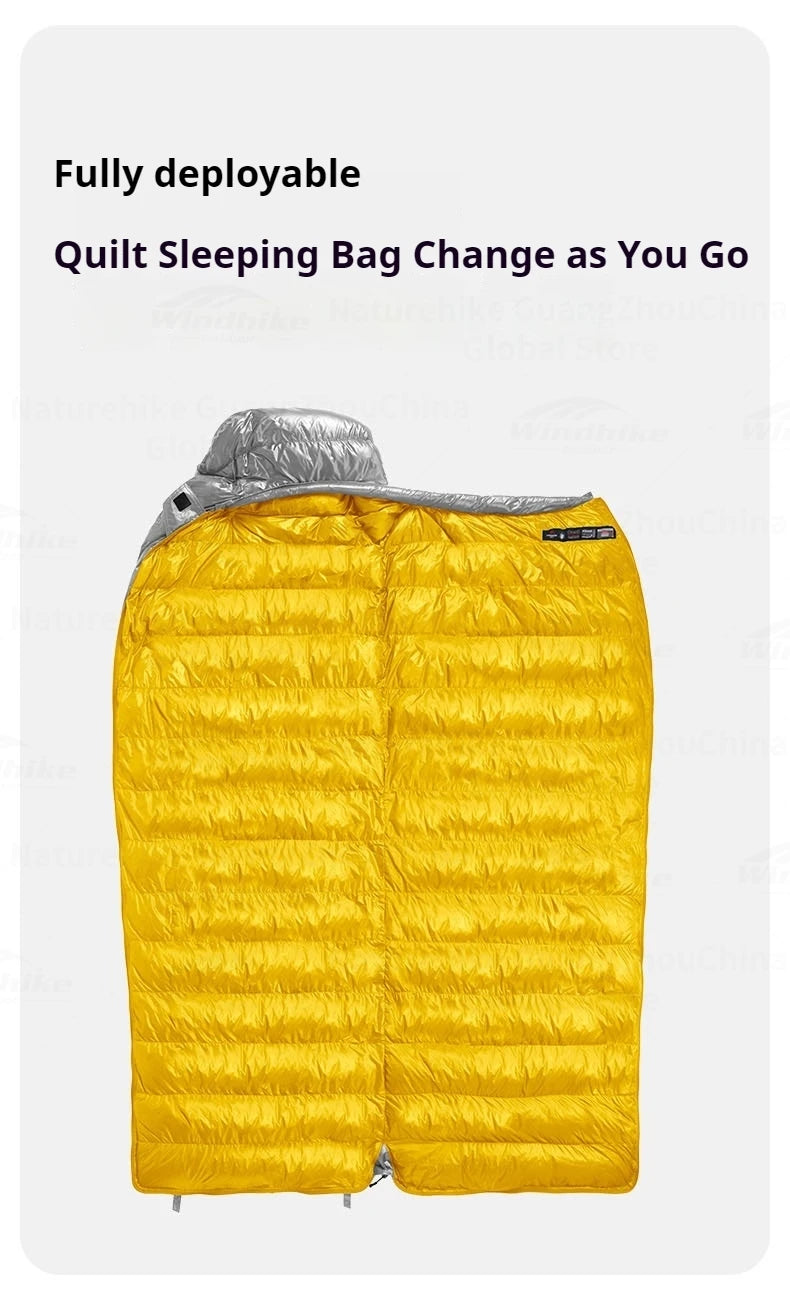 Naturehike CW400 Sleeping Bag Winter 650FP Duck Down Hooded Hiking Sleeping Bag 20D Nylon Waterproof Ultralight Envelope Warm