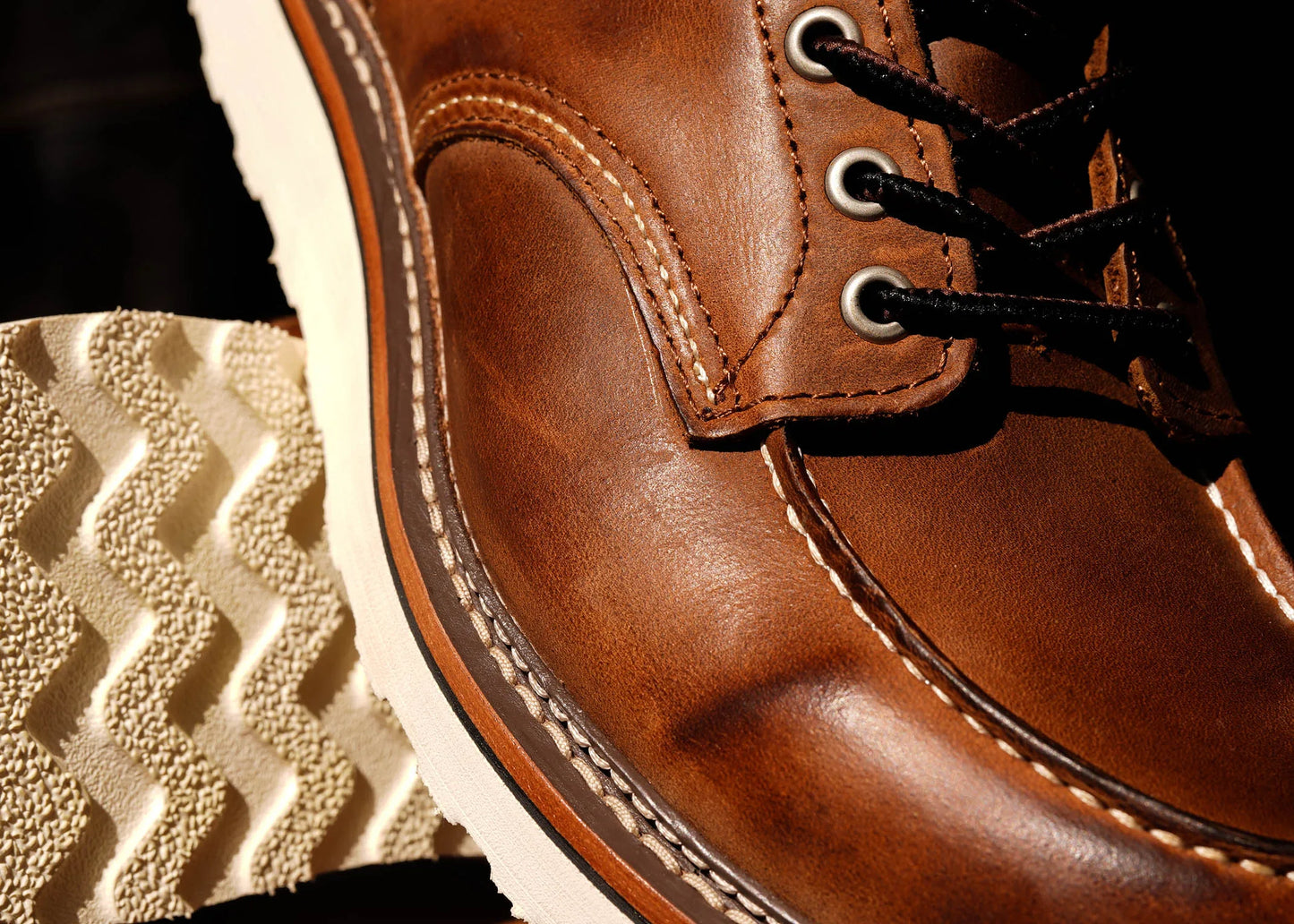 Durable Goodyear-Welted Stitchdown Rugged Style Work Boots Heritage Genuine Leather Moctoeboots Red For Men 1907 Shoes