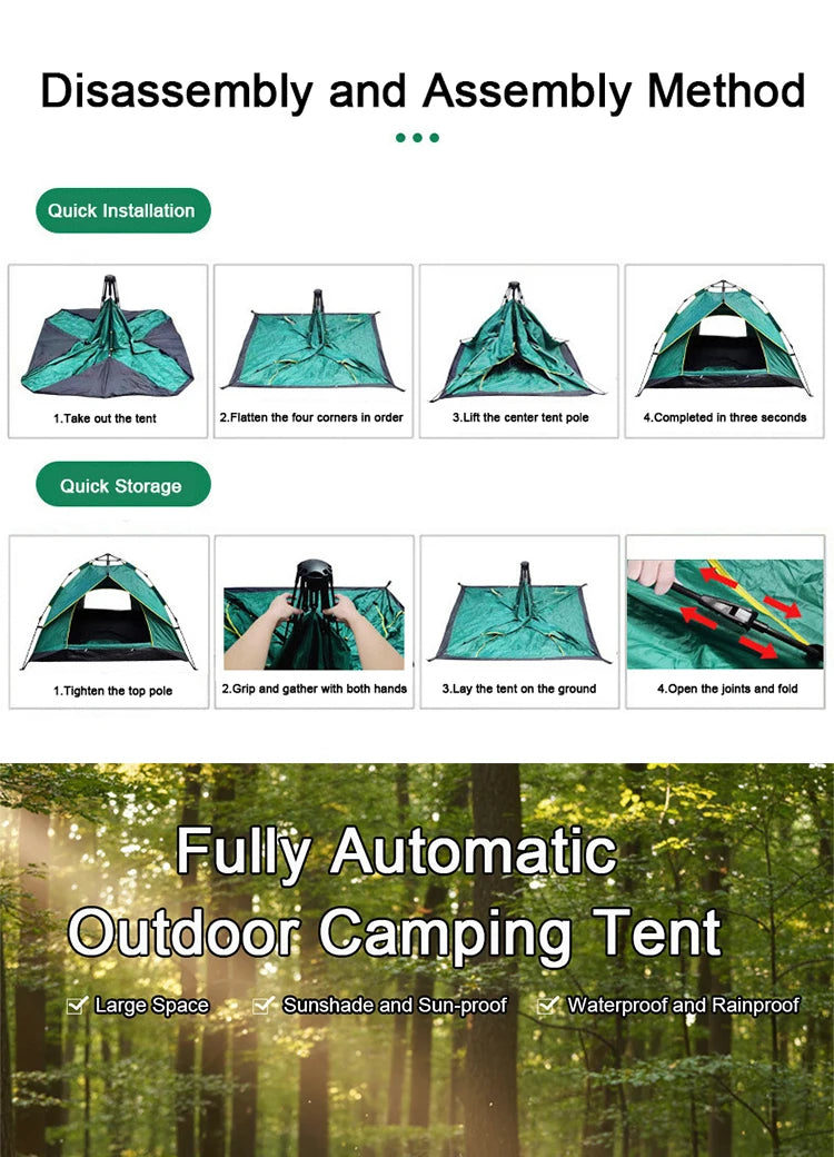 EMER Outdoor Camping Tent Automatic One-touch Tent Waterproof Picnic Tourist House for Travel Hiking Fishing Camping Supplies