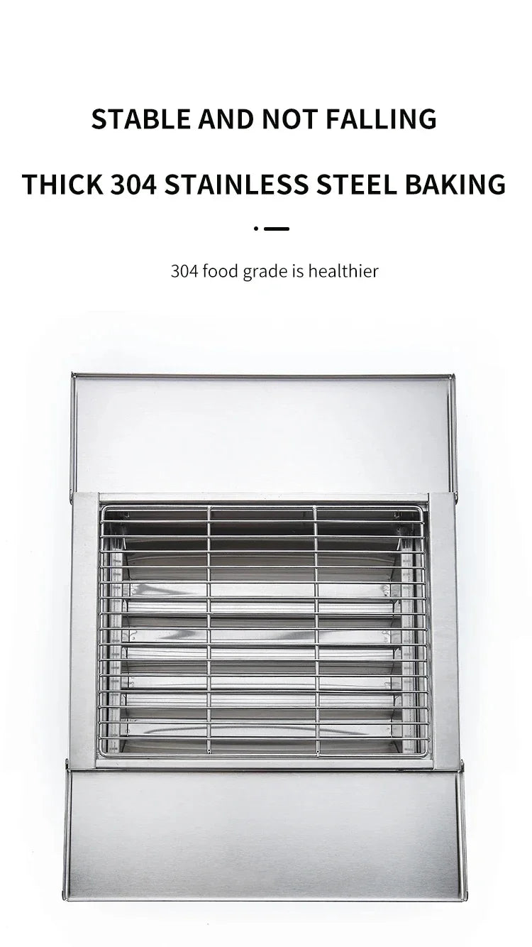 IGT Outdoor Stainless Steel Folding Barbecue Charcoal Grills Portable Camping Small Barbecue Oven Wild Journey