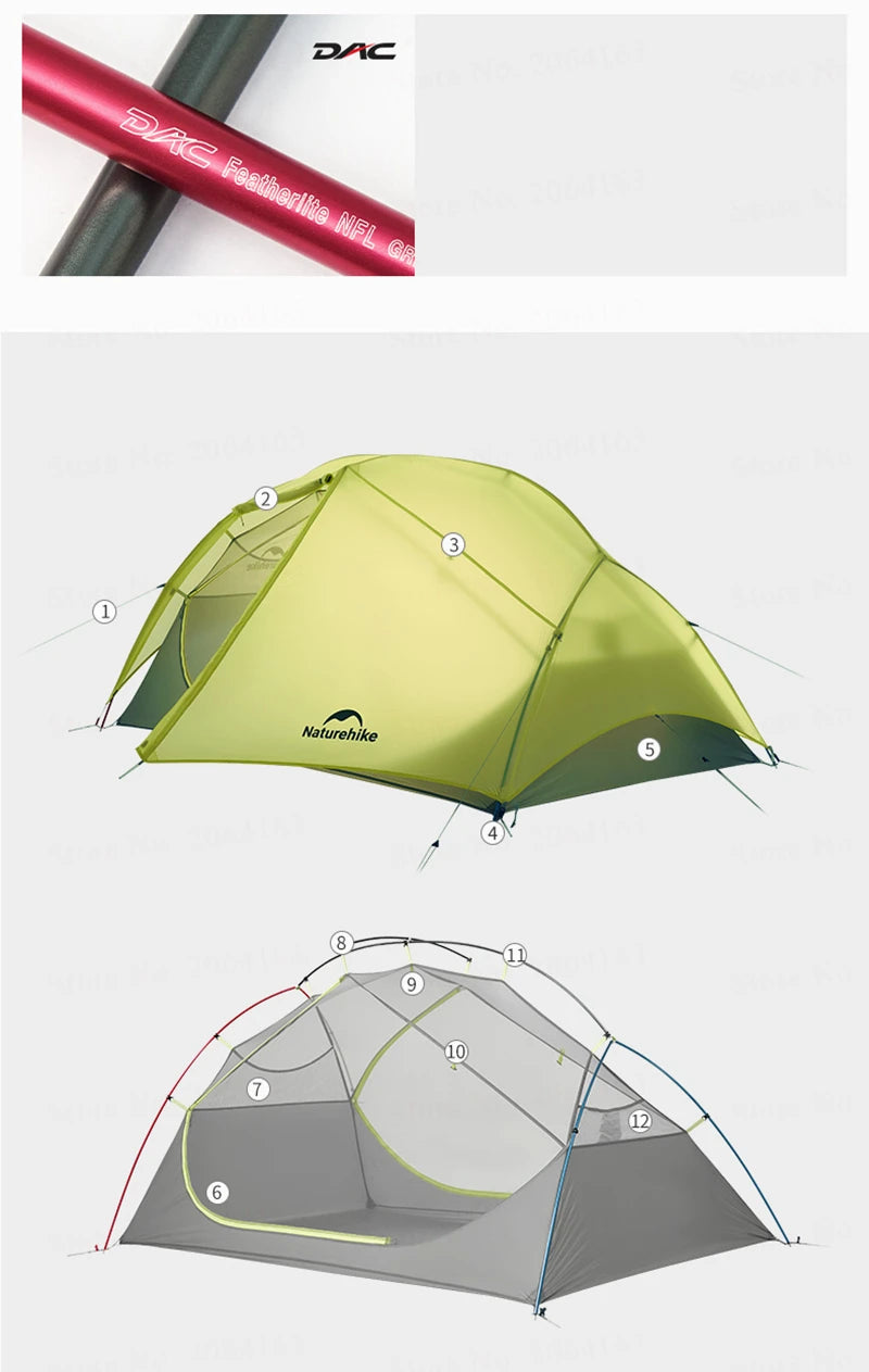 Naturehike Star River EXT Double Layer Camping Tent 10D Nylon 1 2 Person Ultralight  Outdoor Tent Waterproof Lightweight Tents