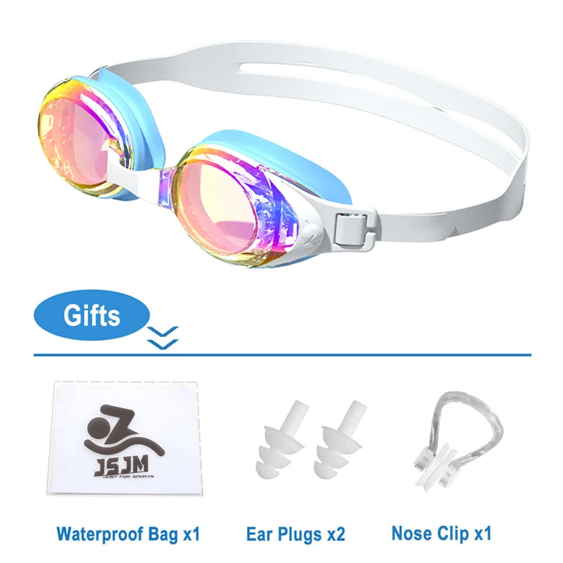 JSJM Professional Anti-Fog Swimming Goggles for Adults - UV Protection, Adjustable Silicone Fit for Men & Women, Unisex Design