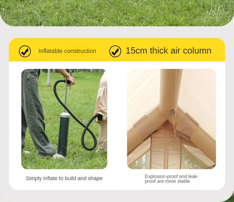 Inflatable Camping Tent for Family, PVC Skylight Air Tube, Camp Base Tents, 12 Square Meters, Large Space, 5-8 Person