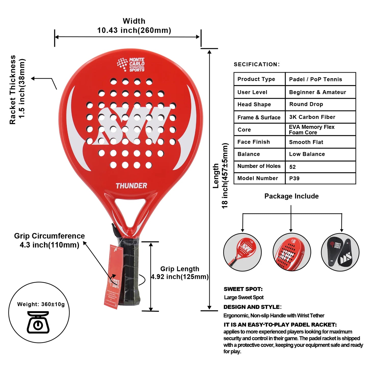 Full Carbon/3k/12k/18k/Fiberglass Padel Rackets Lightweight Surface Frosted Treatment High Quality Raquete Padel For Beginner