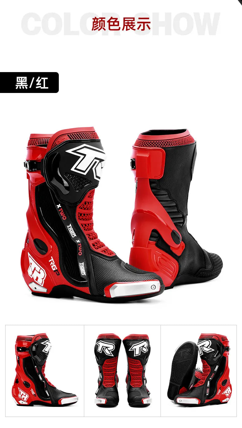 TR Motorcycle Long Boots Motocross Off-Road Rally Professional Racing Boots Motorbike Rider Biker Shoes Protection Equipment