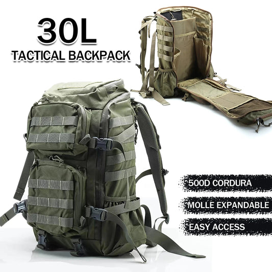 500D Tactical Backpack Multi 30D Large Capacity Mountaineering Bag with Waterproof Rain Cover Outdoor Camping Hiking Pack