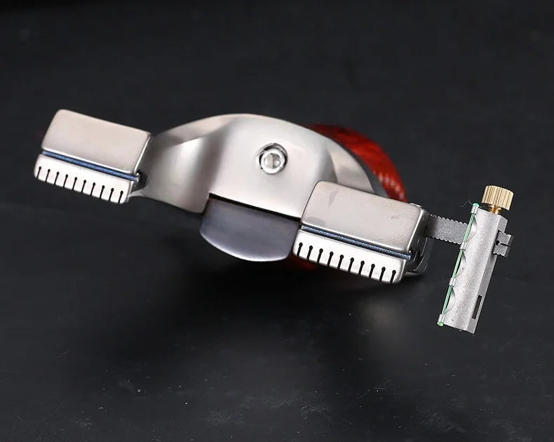 Powerful Stainless Steel Slingshot with Flat Rubber Band Outdoor Hunting and Shooting Combat Catapult with Wooden Handle