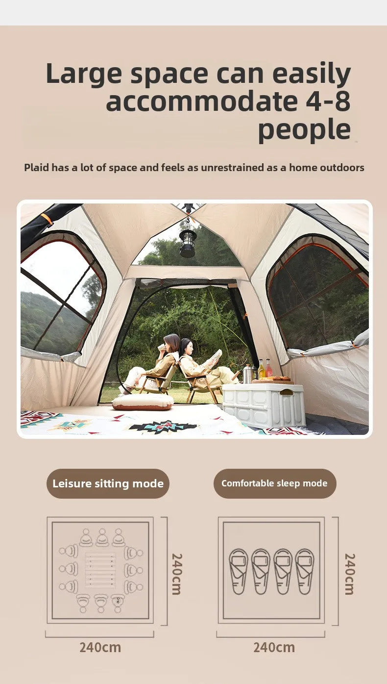 Outdoor Fully Automatic Quick-opening Two-in-one Canopy Vinyl Tent Double Doors and Double Windows 5-8 People Camping Tent