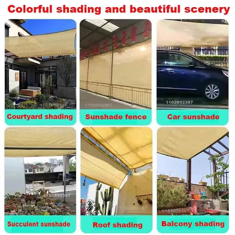 Outdoor Garden Shading Net, Terrace Awnings, Camping Shade Cover Mesh, UV Protection, HDPE Sunscreen Fabric, Shade