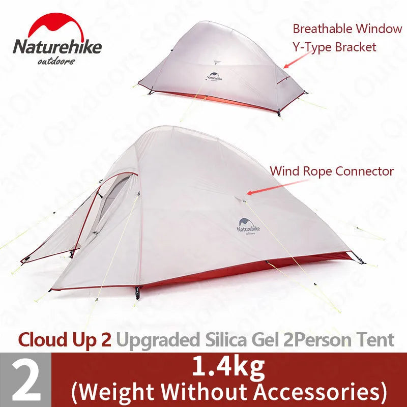 Naturehike Cloud Up 1 2 3 Tent Outdoor Camping Waterproof Tent ProfssIonal Glamping Hiking Backpacking Shelter Tent Portable