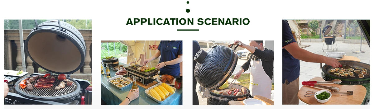 21-Inch Indoor/Outdoor Kamado  Ceramic Grill Oval Egg BBQ with Steel Iron Garden Camping  Ceramic BBQ