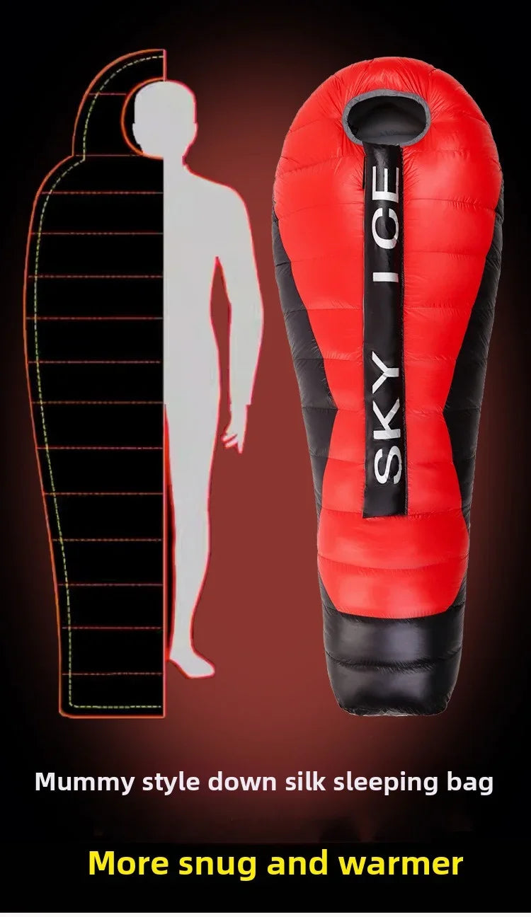 Lightweight Goose Down Double Sleeping Bag Adult Outdoor AllSeason Camping