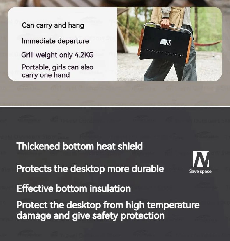 Naturehike Upgrade Barbecue Grill Lightweight Folding Portable Charcoal Burner Camping Outdoor Picnic Tabletop Cooking Stove Box