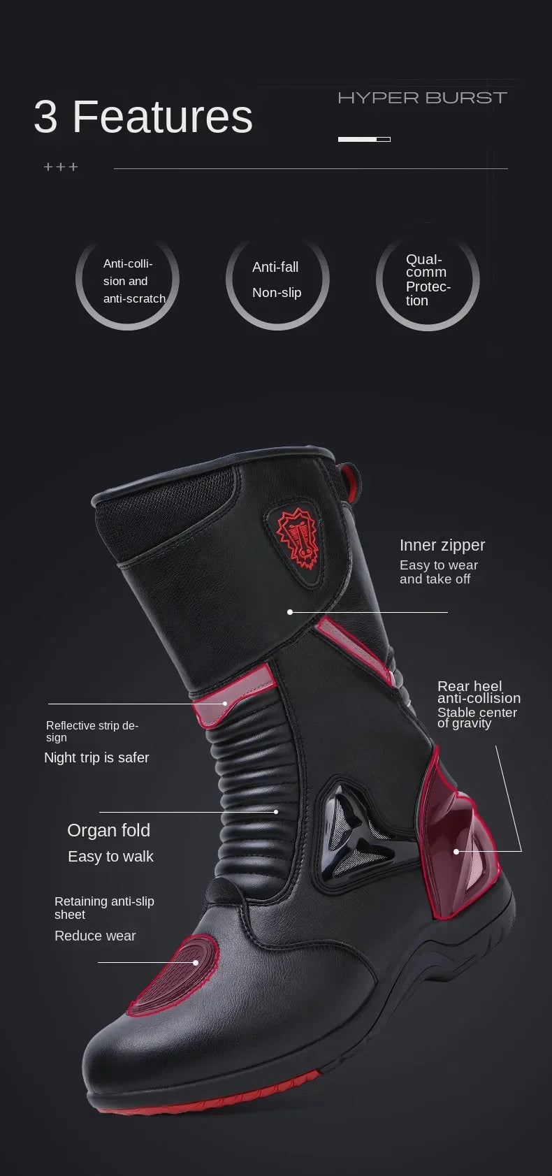 Motorcycle Boots for Men Women Riding Mid-Calf Ankle Protective Shoes Racing Long Boot Anti Slip Waterproof Moto Equipment