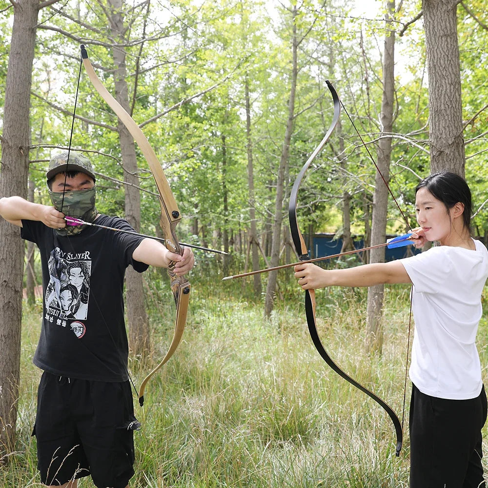 60inch Black Hunter Recurve Bow Right/Left Hand Traditional Beauty Hunting Reflection Bow And Arrow Outdoor Shooting Wooden Bow