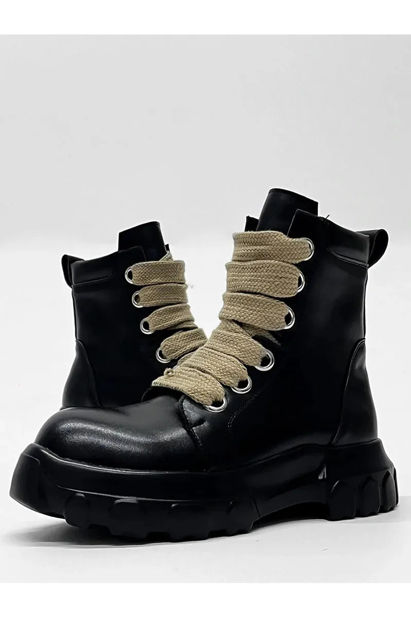 Autumn Motorcycle men Ankle Boots Street Goth Platform Rock Chunky Heels Punk Designer Shoes Knight Short Boots Woman Winter