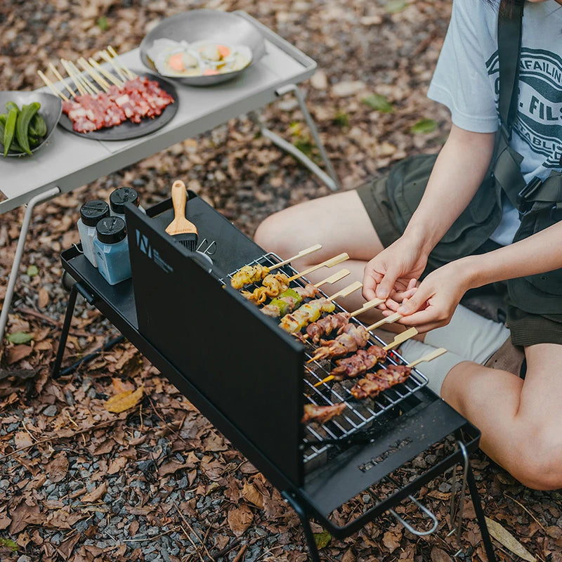 Naturehike Camping Portable Foldable Barbecue Grill Outdoor Mini Camping Grilling Rack 2-speed Adjustable Fire Mini BBQ Table