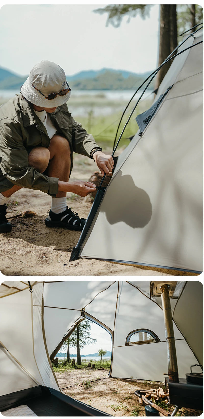 Naturehike Camping Tent Ultralight Silicon Coated Outdoor 4 Season Tents Waterproof 15D Nylon Double Layer 2 Person Hiking Tent