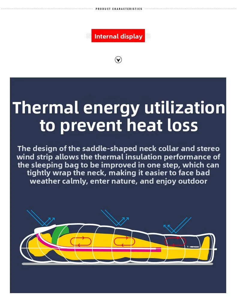 SKY ICEFeichan Mummy Down Sleeping Bag for Adults Outdoor Camping Winter Thickened Goose Down Cold-Proof Warm