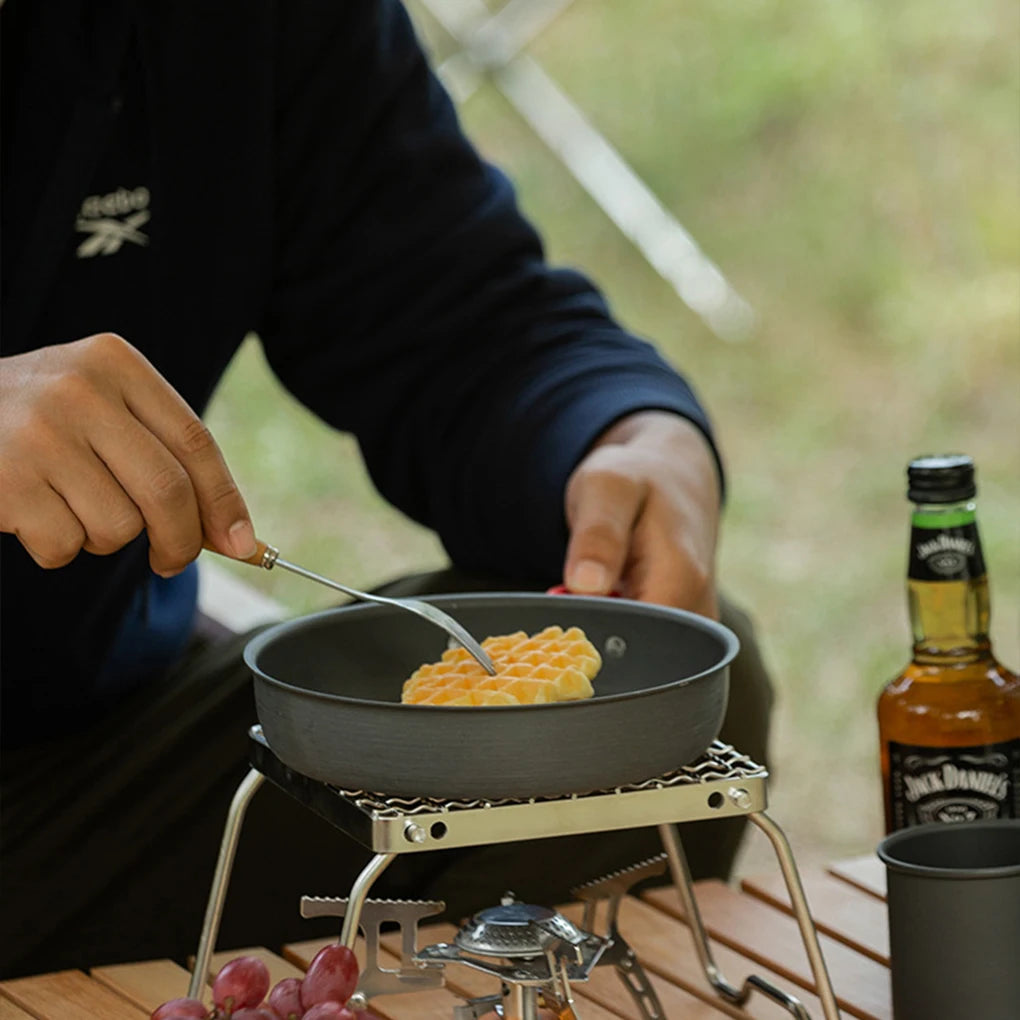 KIQUNE Camping cookware Multifunctional Folding Campfire Grill Portable Stainless Steel Camping Grill Grate Gas Stove Stand