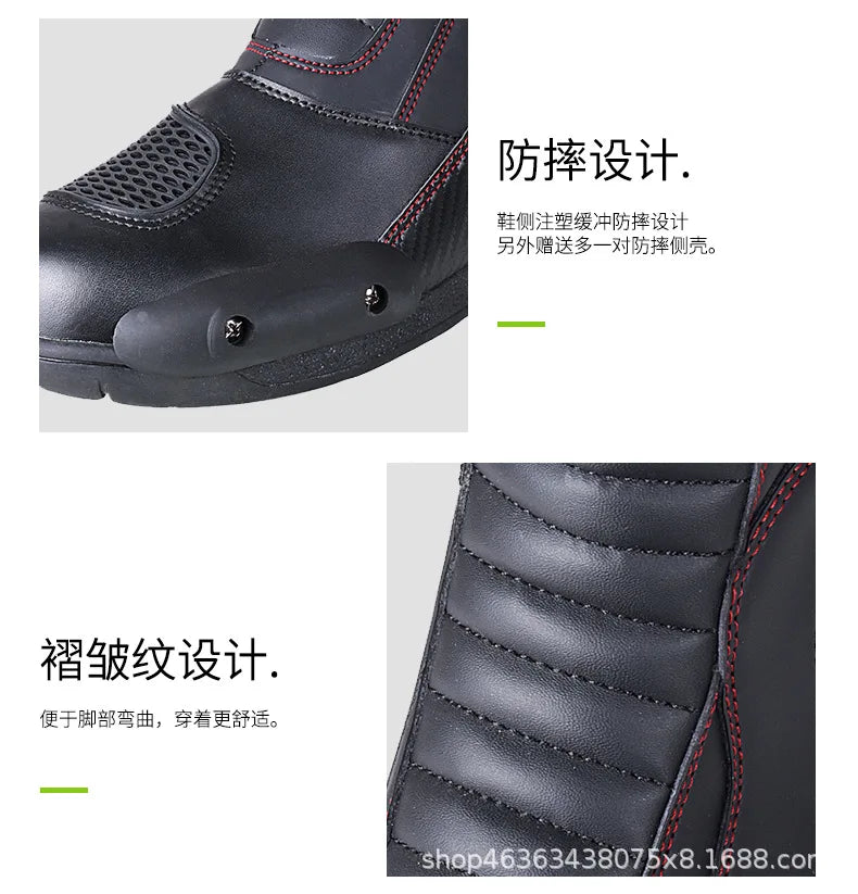 Motorcycle Riding Boots Men Winter High Top Motorcycle Shoes Waterproof, Anti Slip, Anti Fall Racing Professional Road Boots